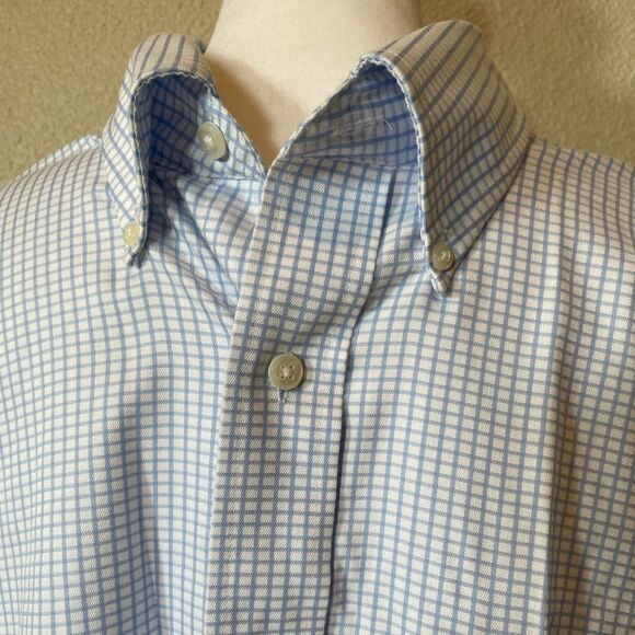 Van Heusen Original Slim Fit Plaid Men Collar Shirt Size 17 1/2 (34/35) - Picture 3 of 6
